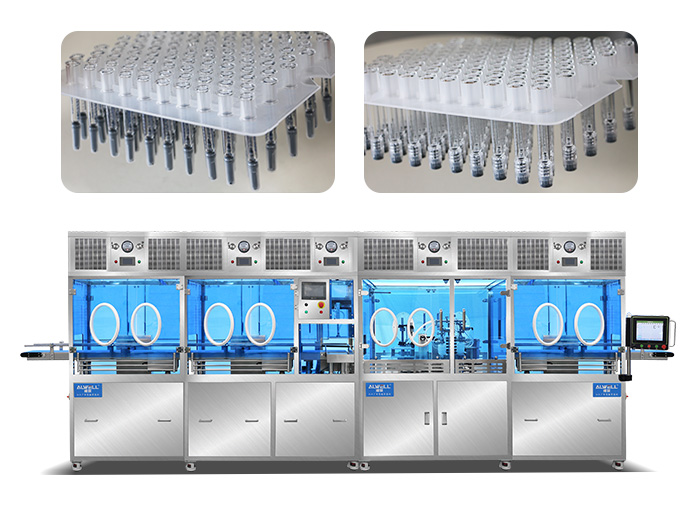 High speed pre-filled syringe vacuum filling line