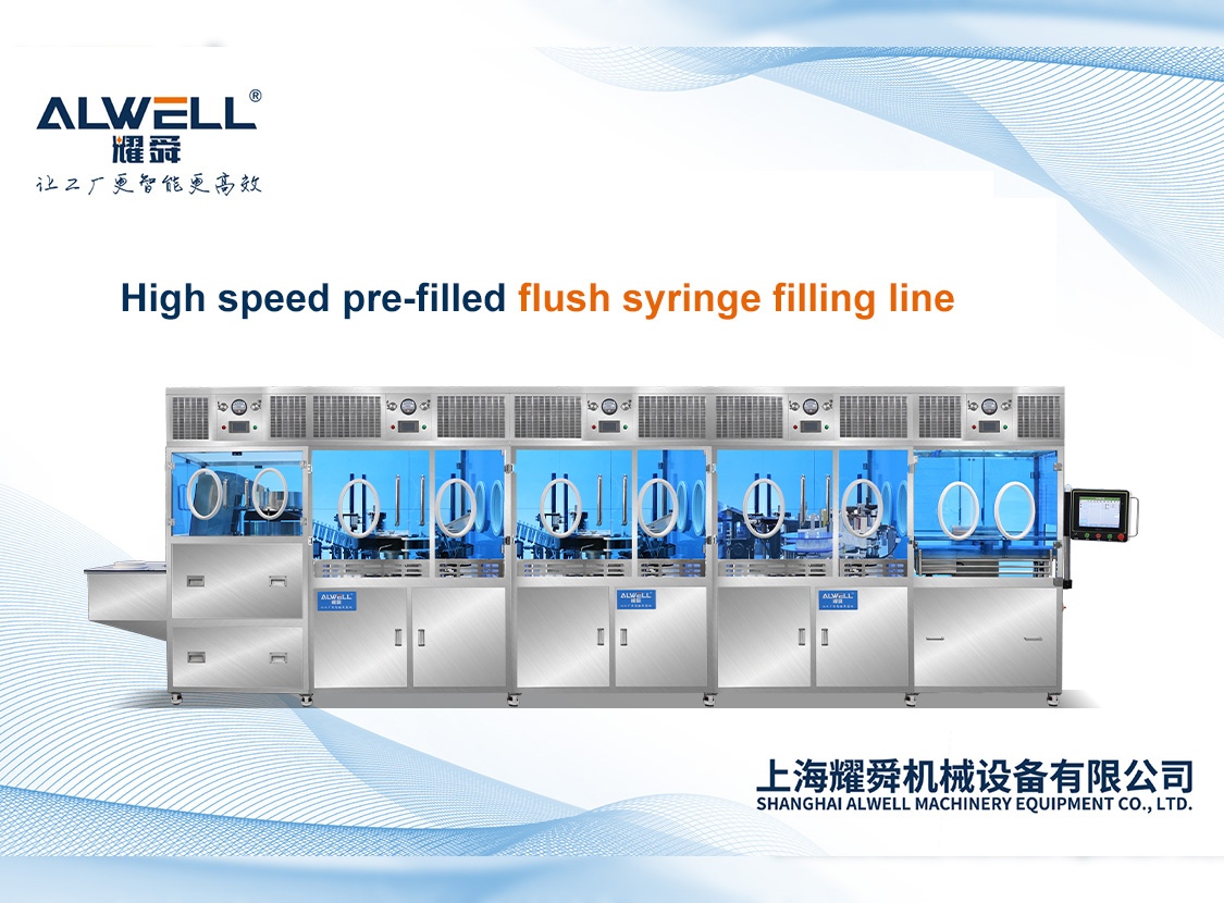 High speed pre-filled flush syringe filling line